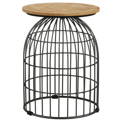 Boyd Natural and Gunmetal Wire Frame Side Table
