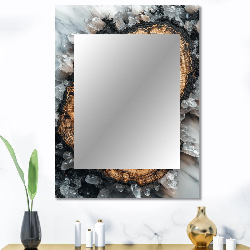 «Winter Forest Path Of The Crystal River IV», miroir décoratif forêt, miroir mural traditionnel, impression sur métal