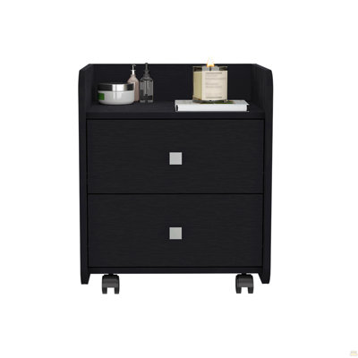 Nightstand Csmet, Metal Handle, Two Drawers