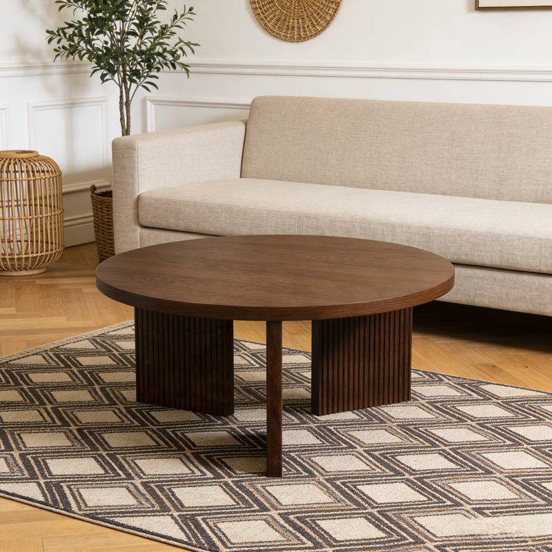 Mid-Century Modern Round Coffee Table, Brun