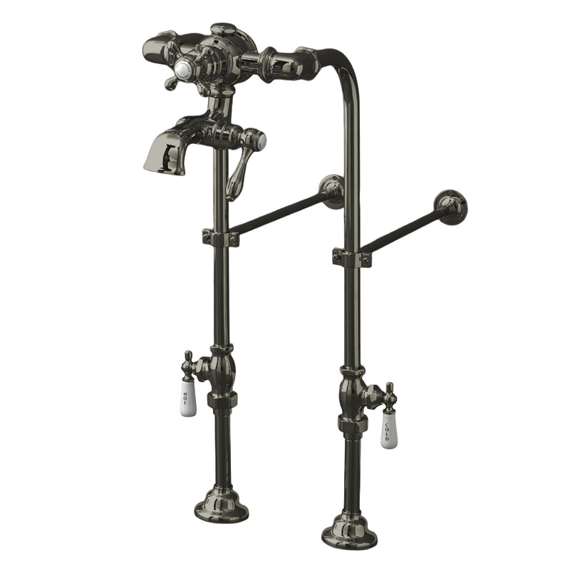 Robinet de baignoire thermostatique à fixation au sol avec douche à main de Strom Living, Nickel mat