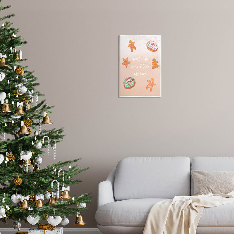Holiday Cookies Wall Plaque Art in Beige MDF Wood