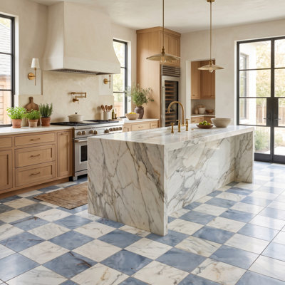 Prestige Checkerboard 8x8 Statuario and Azzurro