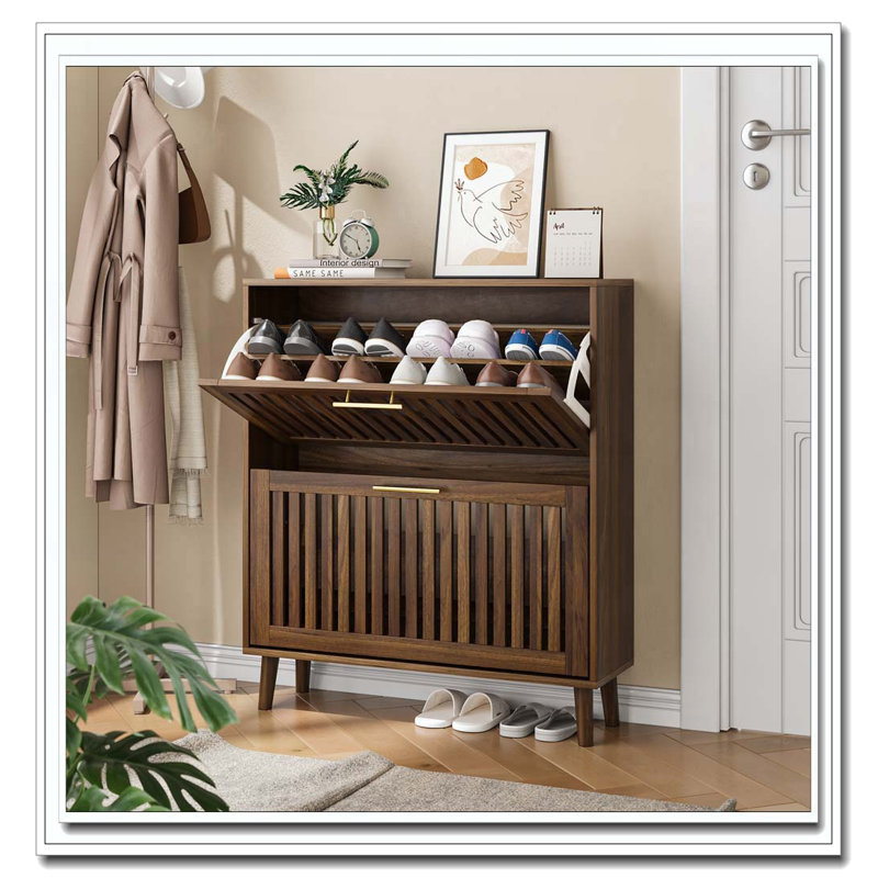 Armoire à chaussures en noyer de 31,5 po