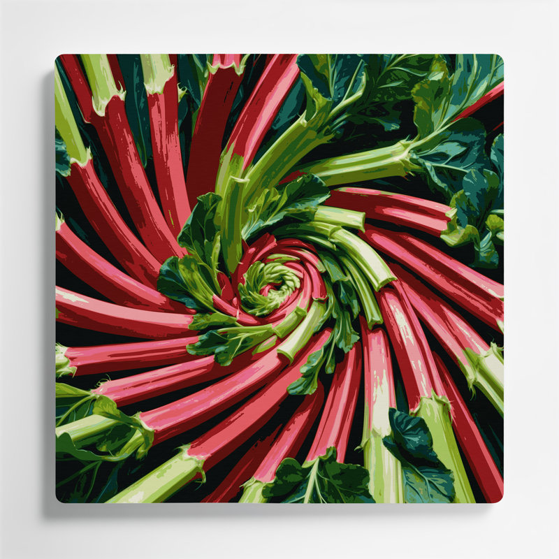 Vegetables Rhubarb Brown Metal Wall Art, 12" H x 12" W