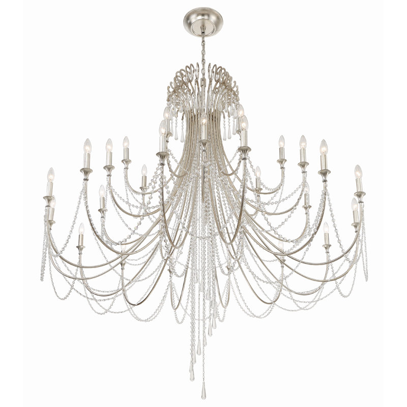Lustre doré antique 28 lumières Storrs, Argent