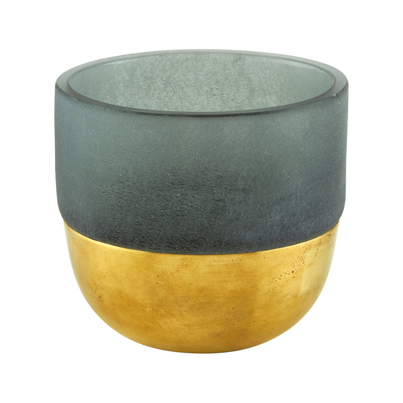 Petit porte-votive en verre, Gris, H 5,5 po x l 4,25 po x P 4,25 po