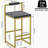 Upholstered Velvet Bar Stools Modern Dining Stools (Gold & Gray, Set of 2)-699154629-699154490