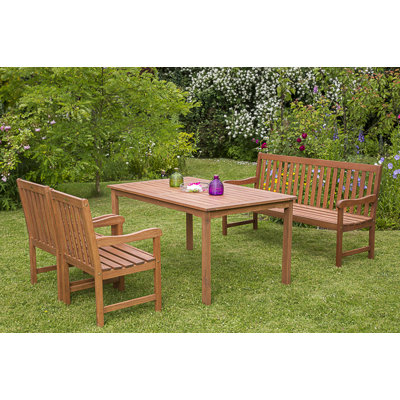 Adabpreet 5 - Person Wood Patio Dining Set with Rectangular Table