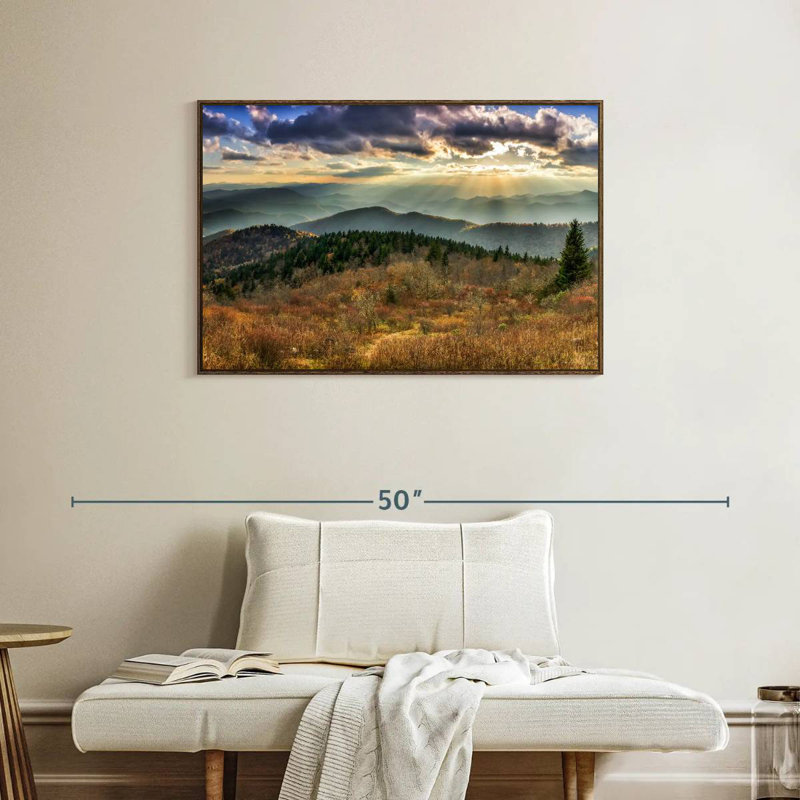 Parc national des Great Smoky Mountains, 37 po x 25 po, Cadre flottant en noyer