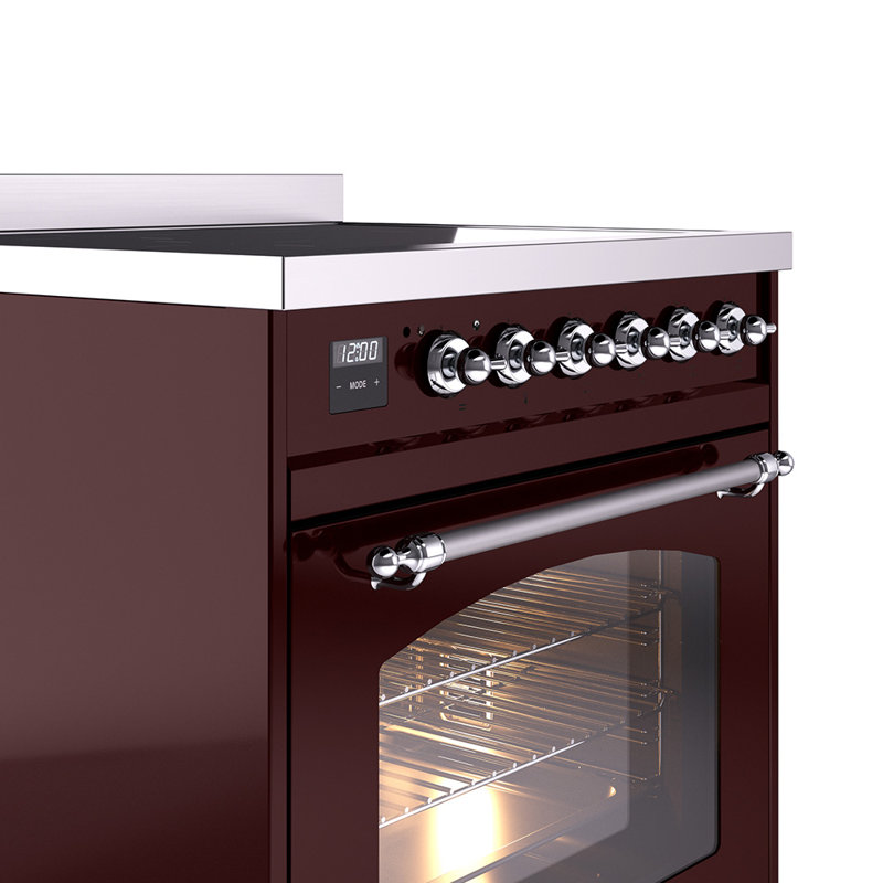 ILVE Nostalgie II 30 in Induction Range, Burgundy/Chrome
