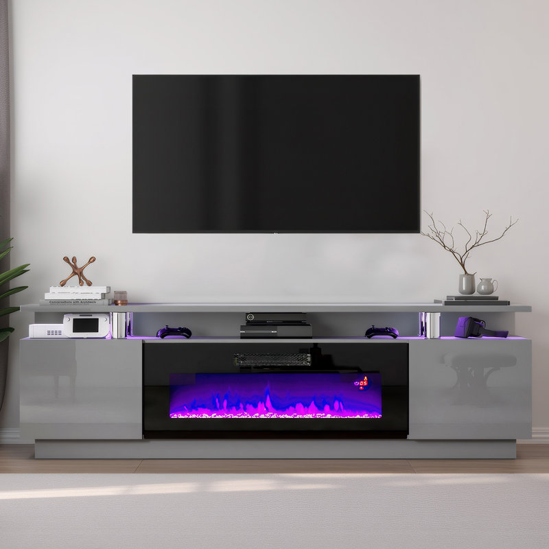 Meuble télé 70 po Bhhatu, Gris, 70"