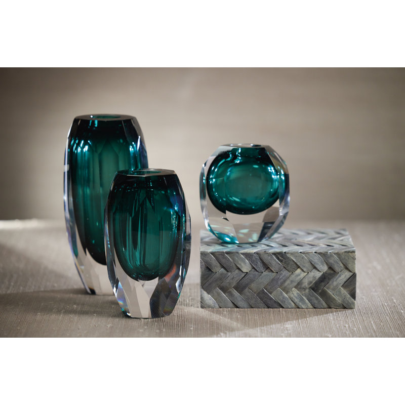Glass Table Vase, 6.5" H x 4.75" W x 3.5" D
