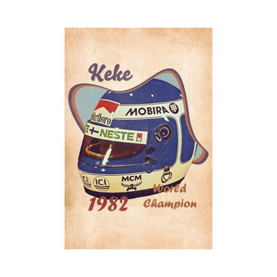 Keke Rosberg's Helmet Retro - Wrapped Canvas Painting