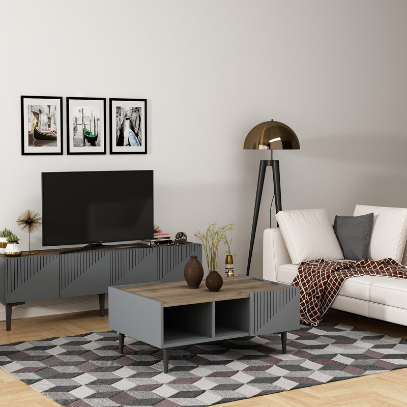 Fechteler 3 Piece Coffee Table Set, Black