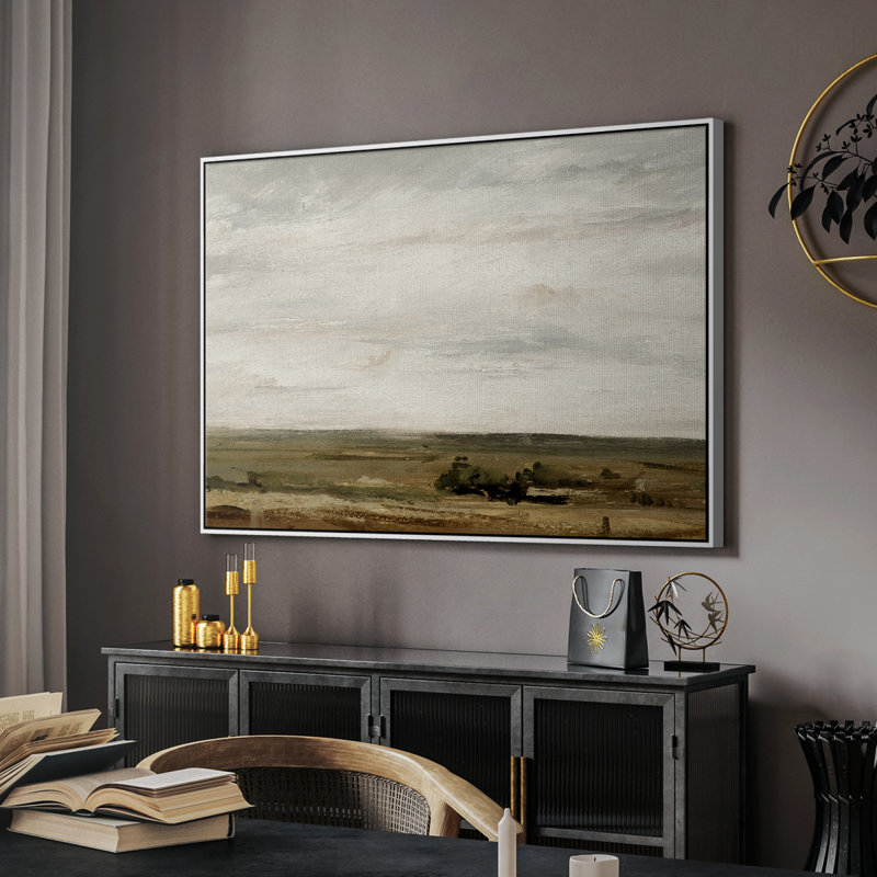 Paysage rétro - CMXLVI, H 27 po x l 41 po x P 2 po, Toile encadrée flottée blanche