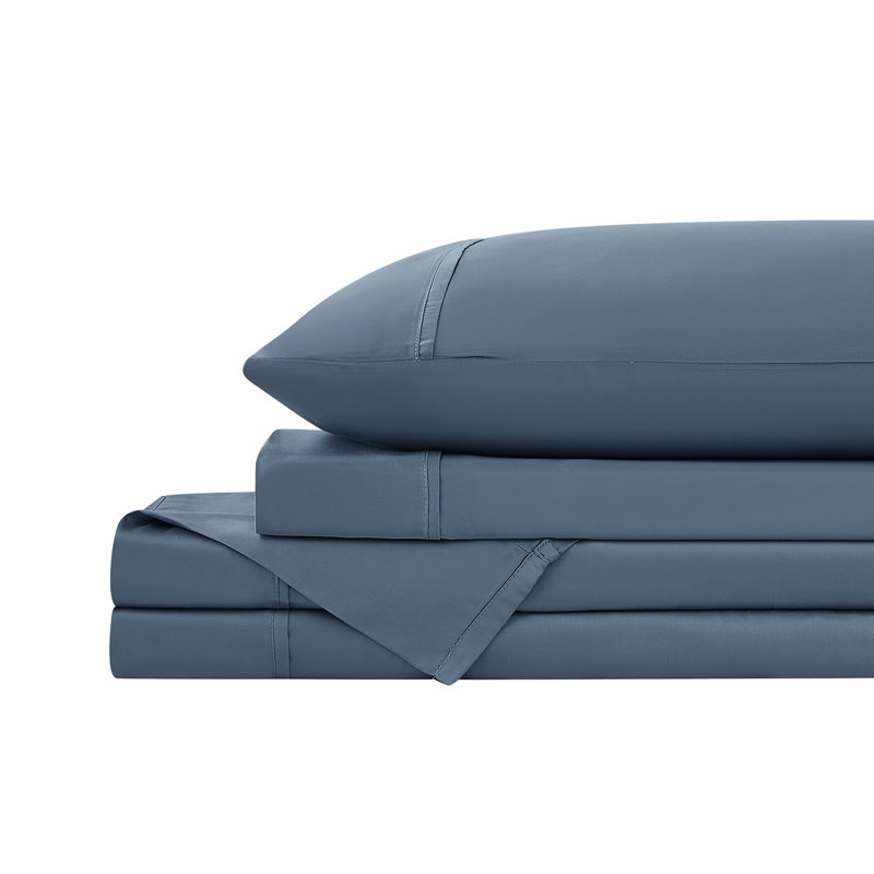 Rayon From Bamboo Extra Deep Pocket Sheet Set, Steel Blue, Queen