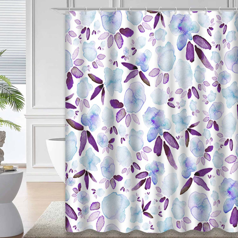Rideau de douche à 12 crochets Floral, L 72 po x l 78 po