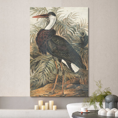 Tropical Swamp Crane Heron Bird Animal Retro Vintage Artwork Picture Framed on Canvas Print Wall Art
