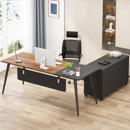 Ebern Designs Waldman 2 Piece Rectangle Executive Desk Office Set ...