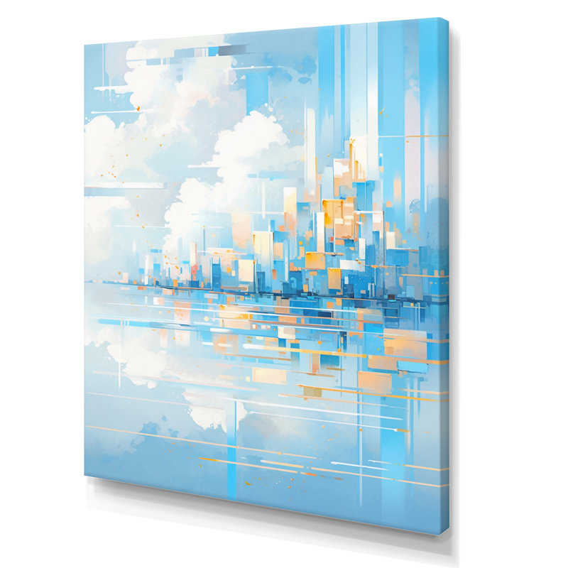 Blue Interlocking Perspectives - Imprimé, H 44 po x l 34 po x P 1,5 po, Toile tendue
