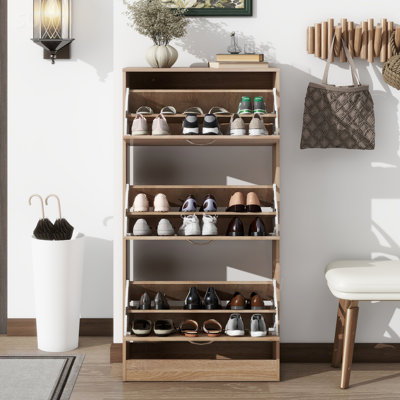 Range-chaussures à 3 tiroirs, range-chaussures en bois à 3 niveaux avec grande capacité et design élégant