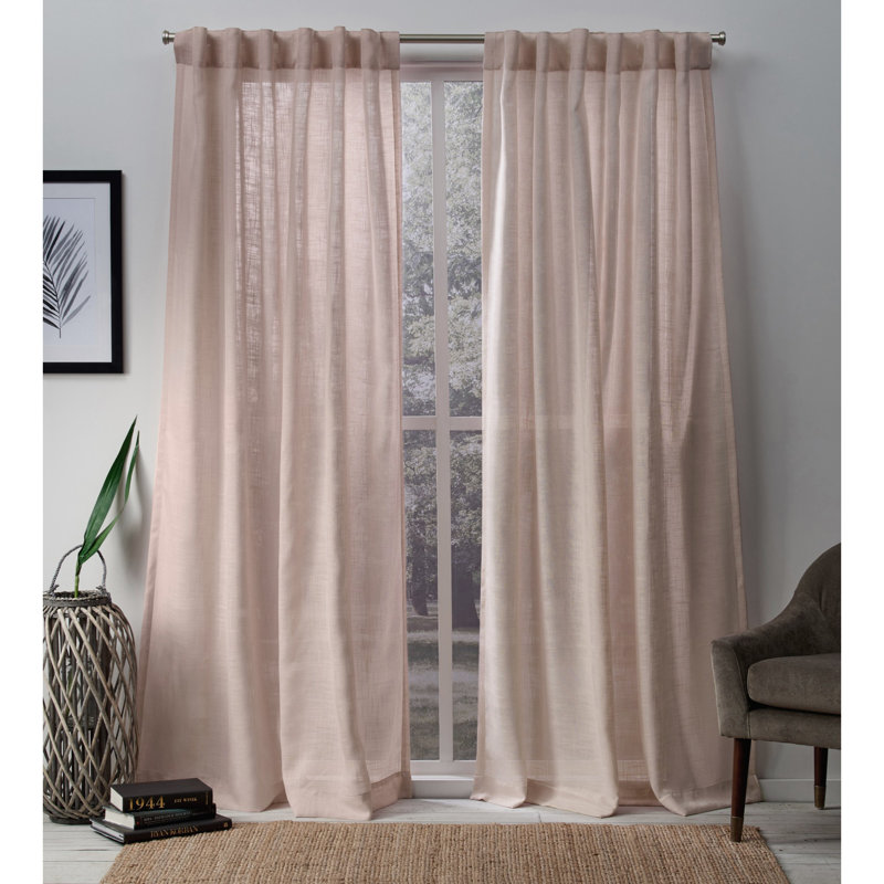 Paire de rideaux semi-transparents Leon, l 54 po x L 96 po, Rose