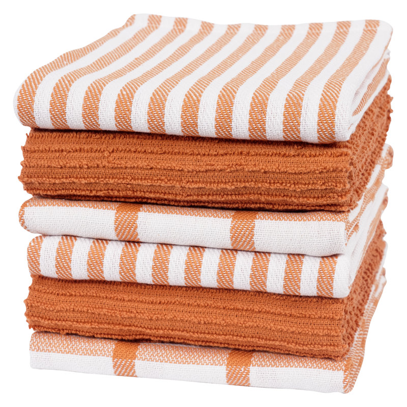 Ensemble de 6 serviettes de cuisine Kaf Home Premium 100% coton, 18 po x 28 po, Ginger