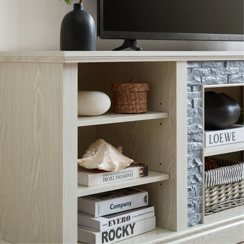 Meuble télé moderne avec beaucoup de rangement, H 26 po x l 70 po x P 15 po, Non, Blanc 1