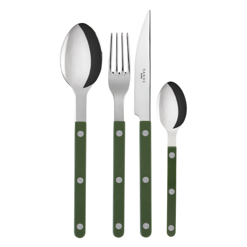 Sabre Paris - 24 Pieces Cutlery Set Bistrot Shiny Solid, Green