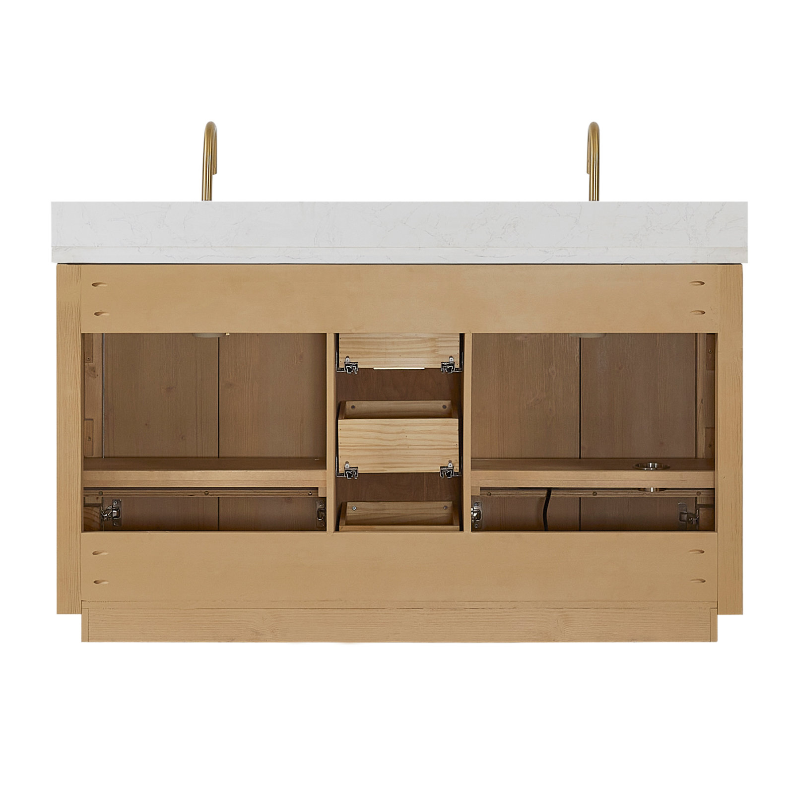 Adela 60'' Double Bathroom Vanity, White, Gold, Brown