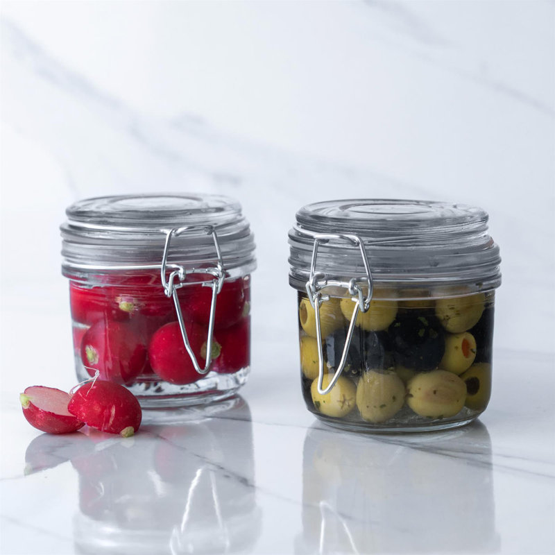 Argon Tableware - Glass Storage Jars, 8.5cm H x 7.5cm W x 7.5cm D, Clear