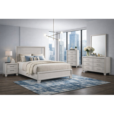 Classic Panel Bedroom Set in Cream Finish