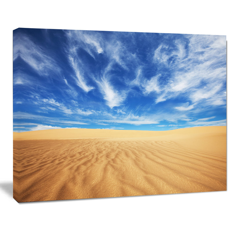 Désert avec ciel bleu exotique - reproduction de photo sur toile tendue, H 30 po x l 40 po x P 1 po