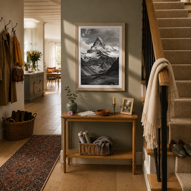 Alpine Peak Minimalist - Print, A2 - 59.4 x 42.0 cm, Oak