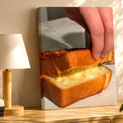 Toast, grillé, fromage, cuisine, nourriture, impression sur toile, art mural, cuisine, salle à manger, décoration murale moderne, galerie surréelle pour appartement, loft, entrée, maison, style