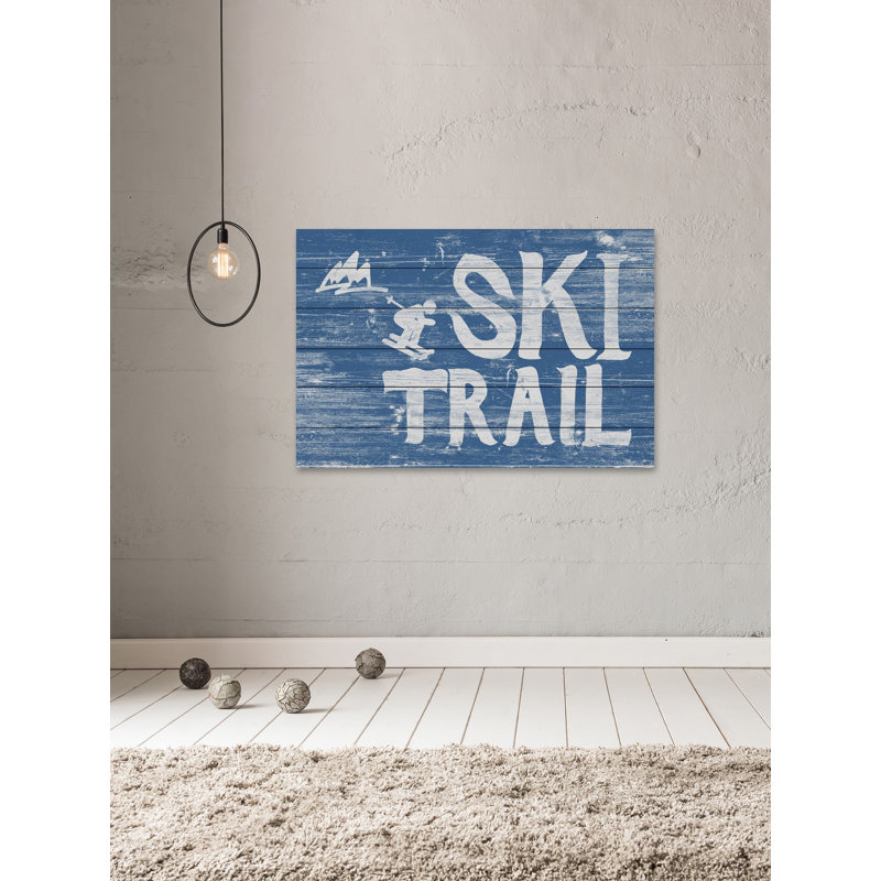 Piste de ski-impression d’art textuel sur bois, H 12 po x l 18 po