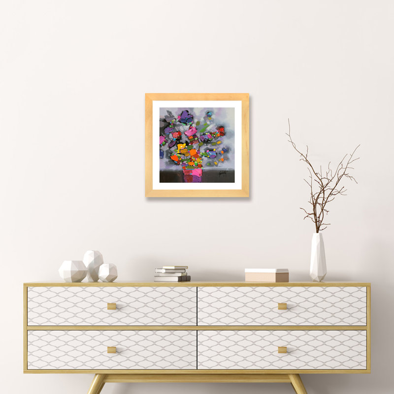Bouquet II par Scott Naismith - reproduction d'art, H 24 po x l 24 po x p 1 po, Papier encadré de bois naturel