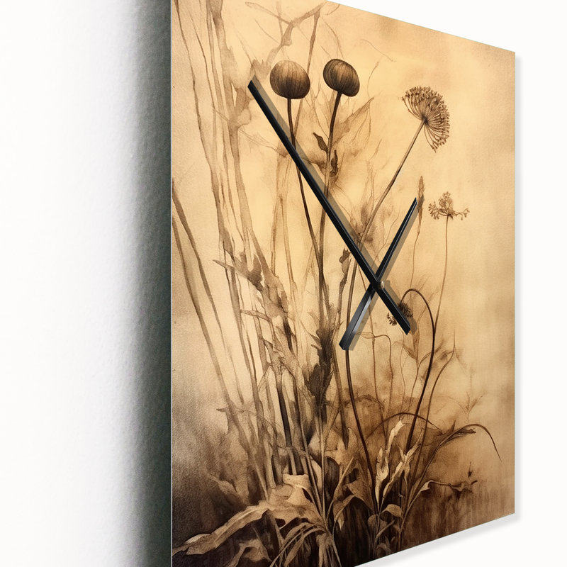 Horloge murale rétro Vintage Garden of Herbs I - Floral, Grand