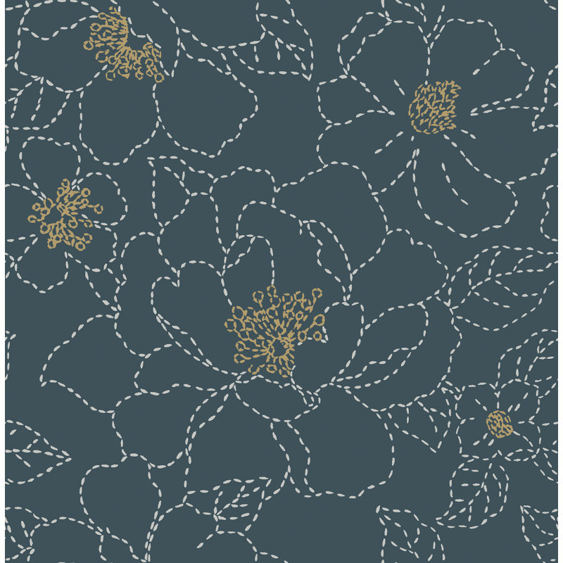 Double rouleau floral Camariya, Indigo
