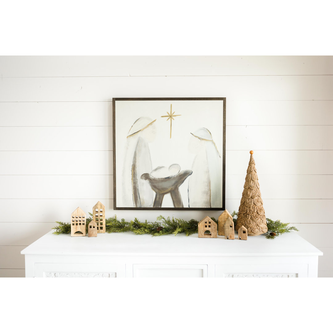Christmas Nativity Scene Wall Art Painted Abstract Sign on Wood The Holiday Aisle®