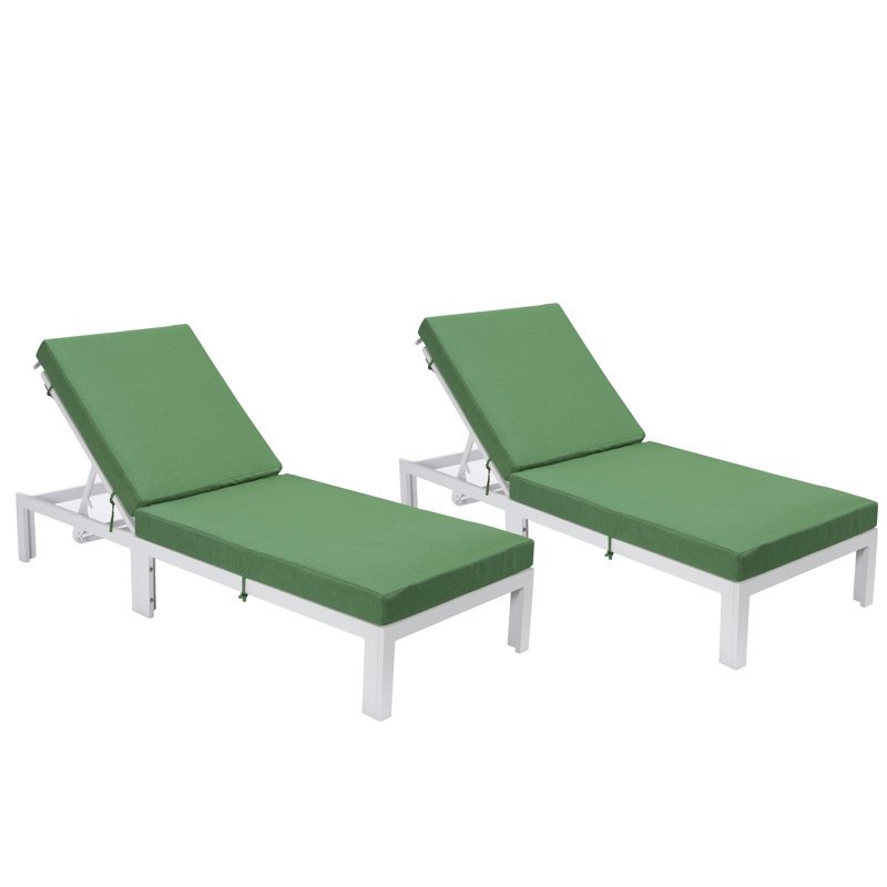Chelsea Outdoor Metal Chaise Lounge , Cushion Included, Green