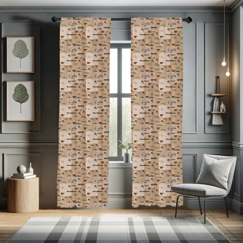 Coffee Semi-Sheer Rod Pocket Sliding Panel, 28" x 95"