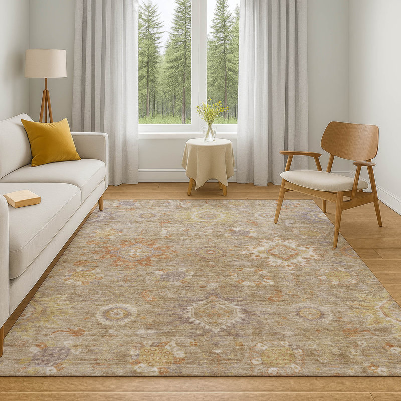 Premium Machine Washable Mayfield AMF1927 Global Rug, Rectangle 3' x 5'