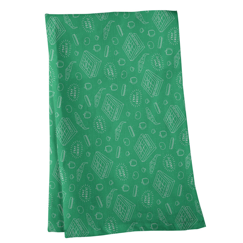 Torchon à motif de couleur pizza background, Croisé en coton, Vert foncé