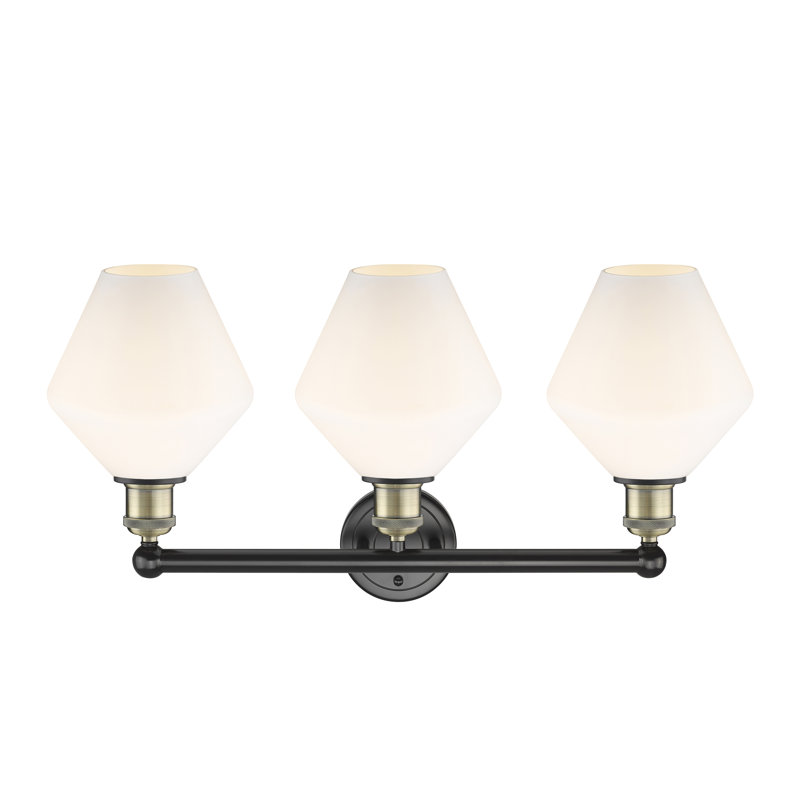 Amylea 3 - Light Dimmable Vanity Light, Cased Matte White, Black Antique Brass