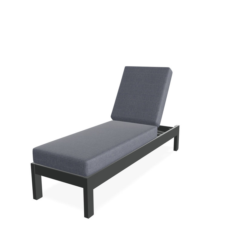 Chaise longue sans accoudoirs en polyester à 3 positions Leeward, Denim prouvé, Graphite