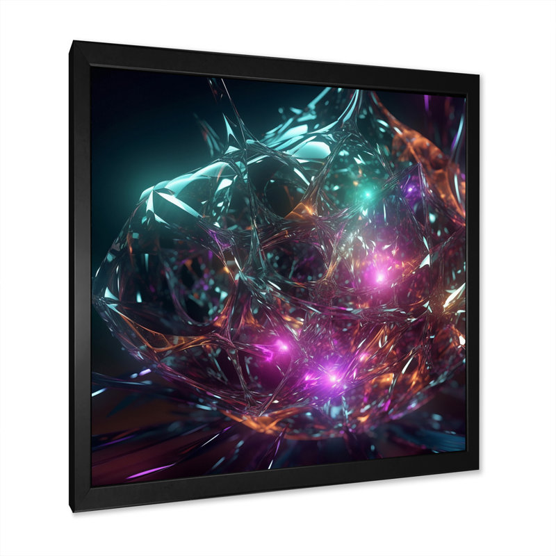 Atomic Abstraction Photonic Crystals - Print, 16" H x 16" W x 1" D, Black Single Picture Framed