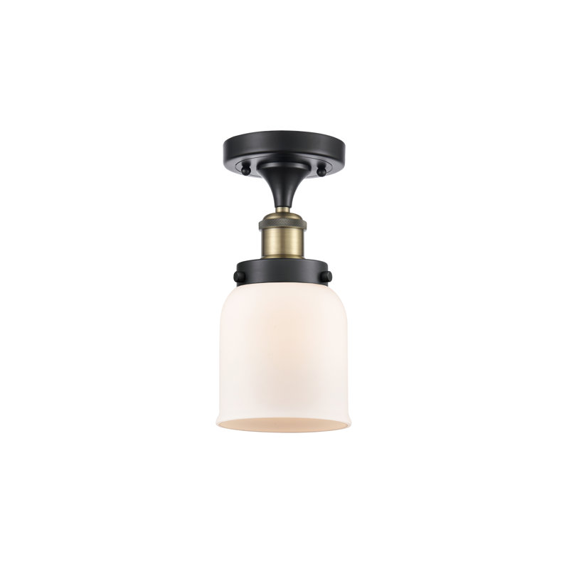 Plafonnier semi-encastré 1 lumière Ballston Urban Bell, Blanc mat, H 11 po x l 5 po x P 5 po, Noir / laiton antique