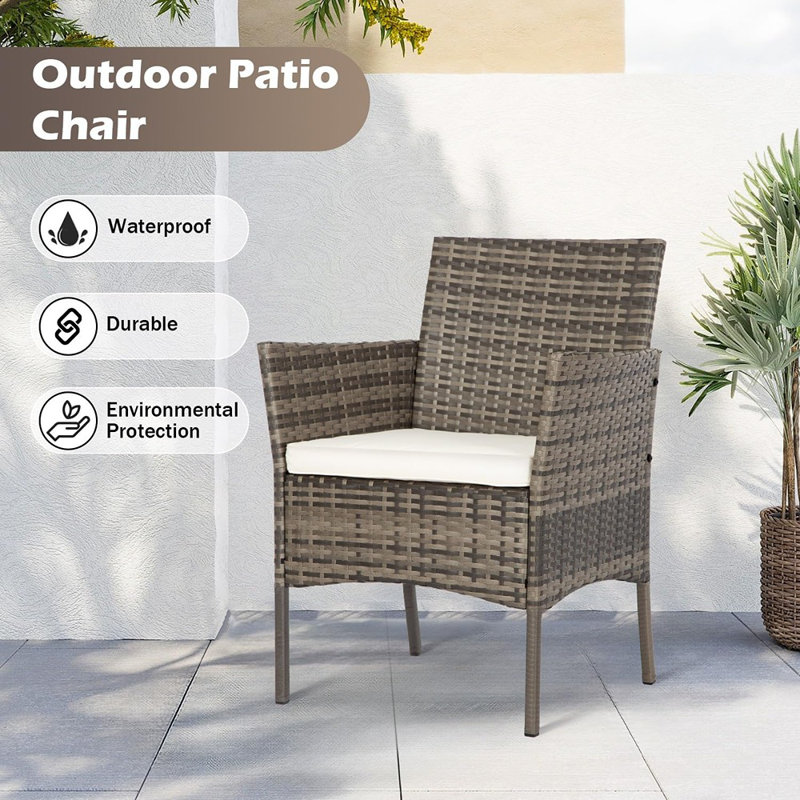 Patio Conversation Set 4 Pieces Patio Furniture Set Wicker With Rattan Chair Loveseats Coffee Table For Outdoor Indoor Garden Backyard Porch Poolside Balcony,Gray Wicker/Khaki Cushions